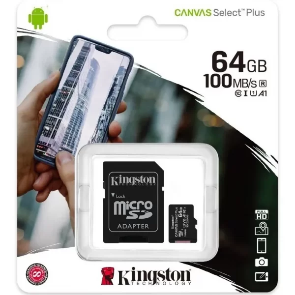Memoria Microsd Clase 10 / 64gb Kingston Canvas Plus 100mbs