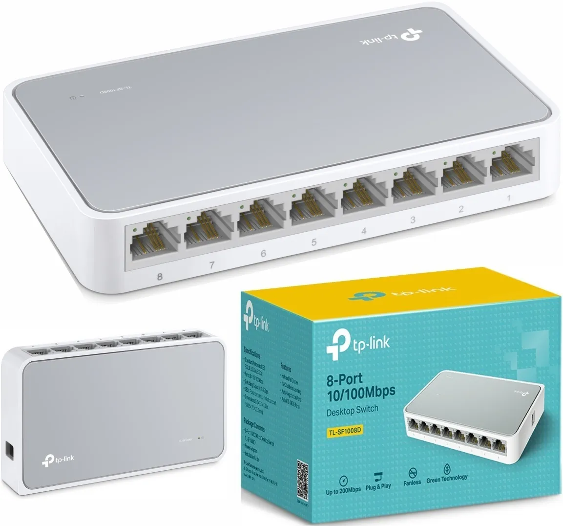 Switch 8 Puertos Tplink 10/100 Mbps Tl-sf1008d Plug And Play